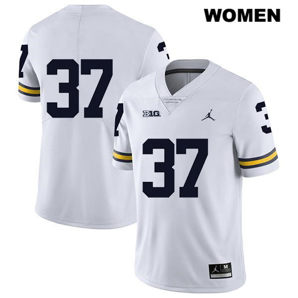 Women's NCAA Michigan Wolverines Jonathan Lampani #37 No Name White Jordan Brand Authentic Stitched Legend Football College Jersey BO25H87JT